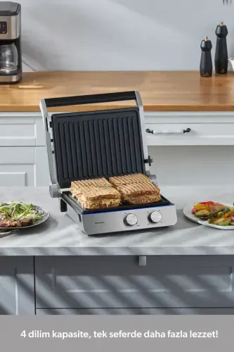 Grilliant 1344h zanglamaydigan po'lat korpusli, quyma chiqariladigan plastinkali tost va grily mashinasi - 2
