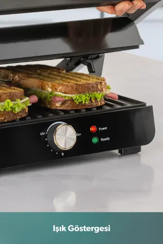 Grilliant 1349H 4 Dilim Kapasiteli Gövdeli Döküm Plakalı Tost ve Izgara Makinesi Inox 2000W - 3