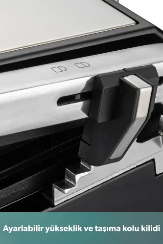 Grilliant 1349H 4 Dilim Kapasiteli Gövdeli Döküm Plakalı Tost ve Izgara Makinesi Inox 2000W - 7