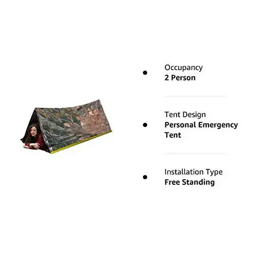 Grizzly Gear Favqulodda Issiqlik Chodiri - Aks ettiruvchi Mylar Hayot Saqlash Panohgohi - XL O'lchamli Su o'tkazmaydigan Trubka Chodiri Issiqlikni Saqlaydi va Har Qanday Ob-havo Sharoitida 2 Kattani Sig'dira oladi - 9