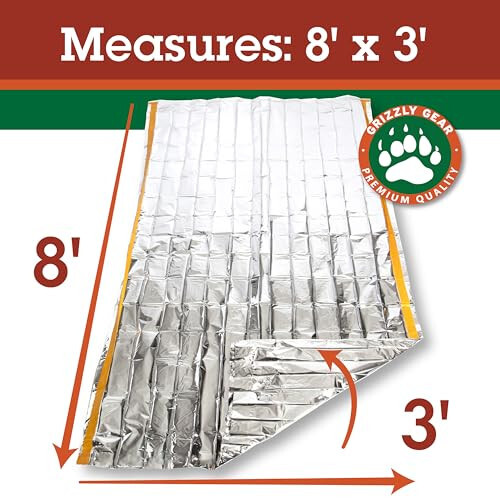 Grizzly Gear Favqulodda Issiqlik Chodiri - Aks ettiruvchi Mylar Hayotni Saqlab Qolish Panohgohi - XL O'lcham Su O'tkazmaydigan Trubka Chodiri Issiqlikni Saqlab Qoladi va Har Qanday Havoda 2 Kattaga Mos keladi - Grizzly Gear (1)