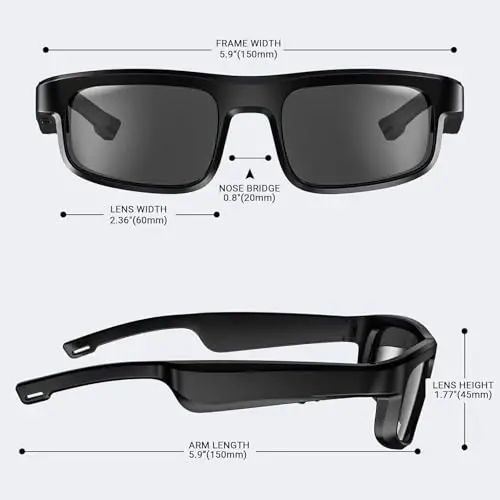 Grofulor Smart Glasses, Polarized Bluetooth Sunglasses with Built-in Mic & Speakers, Open Ear, Voice Assistant, UV Protection (LV-M8 Pro) - 3