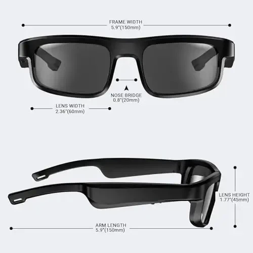 Grofulor Smart Glasses, Polarized Bluetooth Sunglasses with Built-in Mic & Speakers, Open Ear, Voice Assistant, UV Protection (LV-M8 Pro) - 3