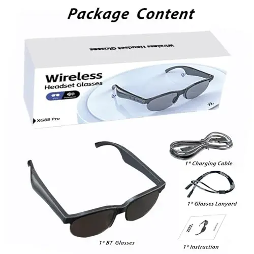 Grofulor Smart Glasses, Qutblangan Bluetooth Quyoshdan saqlaydigan ko'zoynaklar Ochiq quloqli o'rnatilgan Audio Mikrofon va Dinamiklar, UV himoyasi va Ovozli boshqaruv, erkaklar va ayollar uchun simsiz bluetooth quyoshdan saqlaydigan ko'zoynaklar - 5