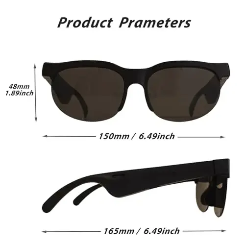 Grofulor Smart Glasses, Qutblangan Bluetooth Quyoshdan saqlaydigan ko'zoynaklar Ochiq quloqli o'rnatilgan Audio Mikrofon va Dinamiklar, UV himoyasi va Ovozli boshqaruv, erkaklar va ayollar uchun simsiz bluetooth quyoshdan saqlaydigan ko'zoynaklar - 4