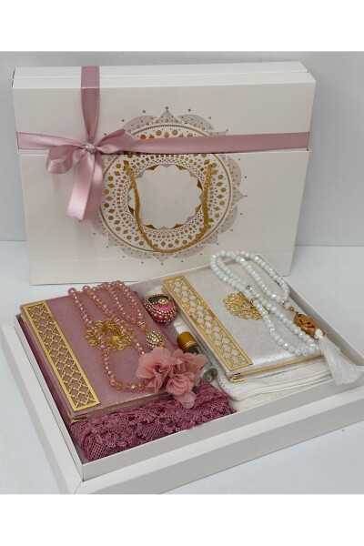 Groom and bride trousseau, prayer rug set and engagement trousseau. 