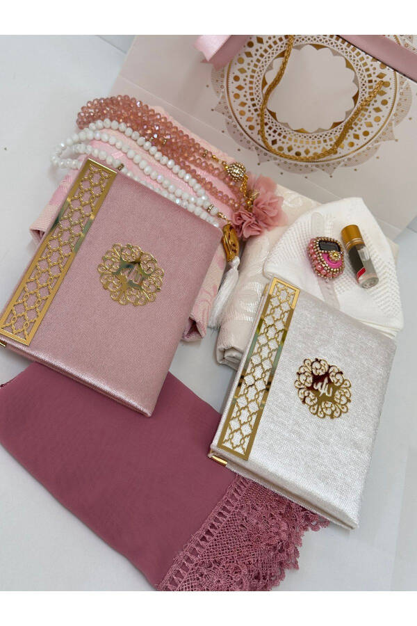 Groom and bride trousseau, prayer rug set and engagement trousseau. - 9