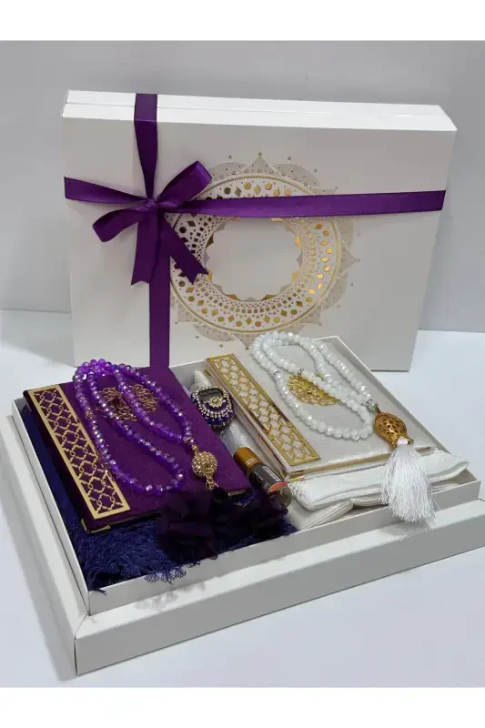 Groom Gift Bride Gift Prayer Rug Set Engagement Gift Dowry Set-purple - 1