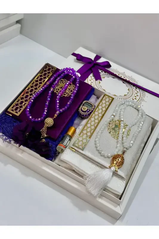 Groom Gift Bride Gift Prayer Rug Set Engagement Gift Dowry Set-purple - 2