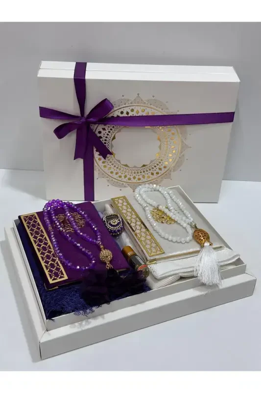 Groom Gift Bride Gift Prayer Rug Set Engagement Gift Dowry Set-purple - 4