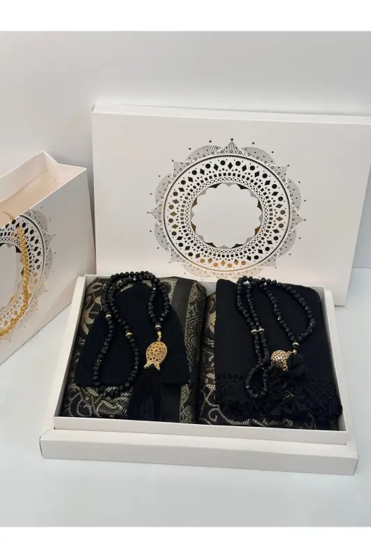 Groom Gift Bride Gift Prayer Rug Set Engagement Gift Prayer Rug Set-2black - 3