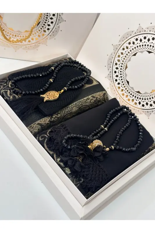 Groom Gift Bride Gift Prayer Rug Set Engagement Gift Prayer Rug Set-2black - 2