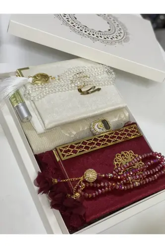 Groom Gift Bride Gift Prayer Rug Set Engagement Gift Prayer Rug Set Dowry Prayer Rug-claret 