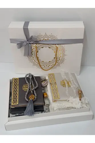 Groom Gift Bride Gift Prayer Rug Set Engagement Gift Prayer Rug Set - gray pink - 4