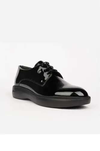 Groom Suit and Team Black Leather Shoe Offers Elegance and Comfort Together with Its Black Innovative Style-70914 PATENT - 3