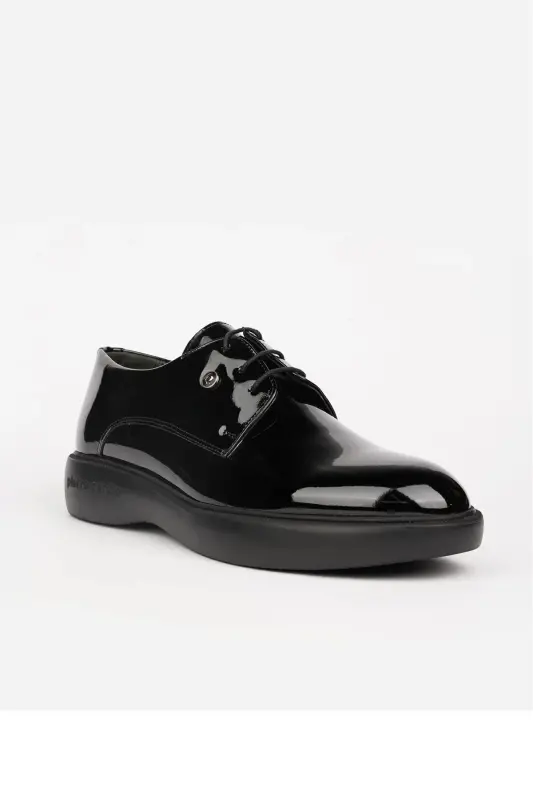 Groom Suit and Team Black Leather Shoe Offers Elegance and Comfort Together with Its Black Innovative Style-70914 PATENT - 3