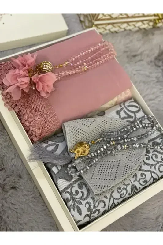 Groom's Trove Bride's Trove Prayer Rug Set Engagement Trove Prayer Rug Set-gray powder - 1