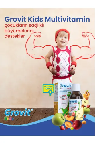 Grovit Kids Arginin, Lizin, Multivitamin va Multimineralli Suyuq Qo'shimcha Oziq-ovqat 150ml - 6