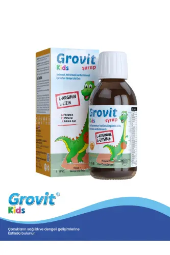 Grovit Kids Arjinin, Lizin, Multivitamin ve Multimineral İçeren Sıvı Takviye Edici Gıda 150ml - 1