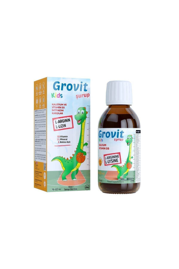 Grovit Kids Arjinin, Lizin, Multivitamin ve Multimineral İçeren Sıvı Takviye Edici Gıda 150ml - 1