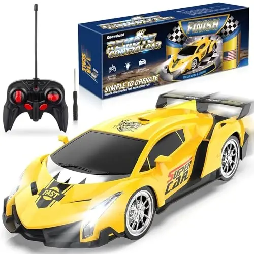 Growsland Remote Control Car, RC Cars for Kids 1: 18 Electric Toy Car Hobby Racing Car Toys with Lights & Controller, Christmas Birthday Gift for 3 4 5 6 7 8 9 Year Old Boys Girls - 1