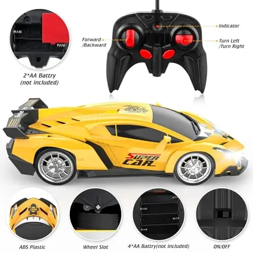 Growsland Remote Control Car, RC Cars for Kids 1: 18 Electric Toy Car Hobby Racing Car Toys with Lights & Controller, Christmas Birthday Gift for 3 4 5 6 7 8 9 Year Old Boys Girls - 3