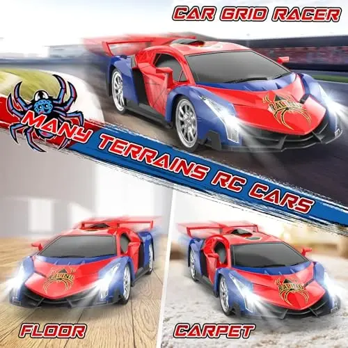 Growsland Remote Control Car for Kids, RC Cars for Boys Kids 1: 18 Electric Vehicle Toy Car Hobby Racing Car Toys with Lights & Controller, Birthday Gift for 3 4 5 6 7 8 9 Year Old Boys Girls - 3