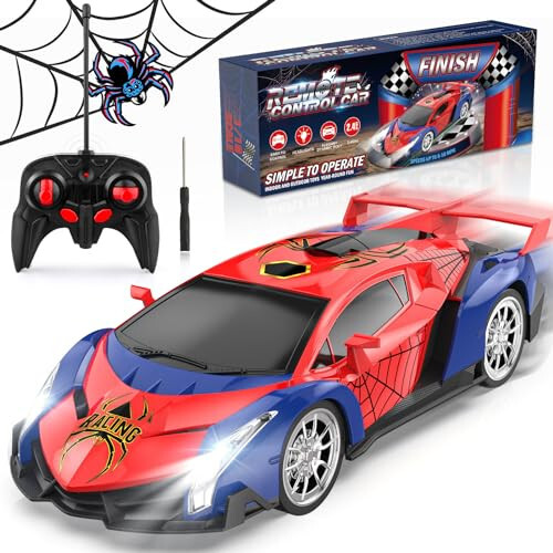 Growsland 2024 Remote Control Car for Kids, RC Cars for Boys Kids 1:18 Electric Vehicle Toy Car Hobby Racing Car Toys with Lights & Controller, Birthday Gift for 3 4 5 6 7 8 9 Year Old Boys Girls - 1