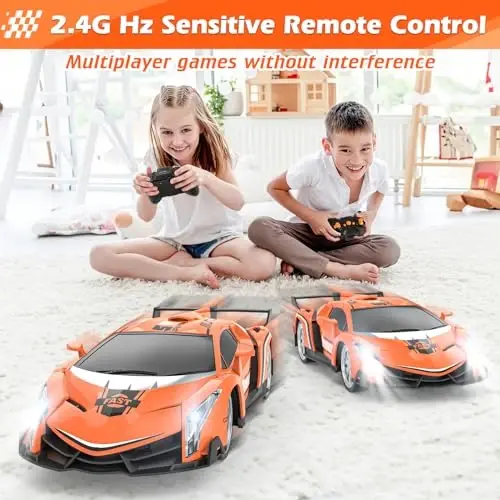 Growsland masofadan boshqariladigan avtomobil RC Avtomobillar Rojdestvo sovg'alari Bolalar uchun o'yinchoqlar 1/18 Elektr sport poygasi Xobbi Rc Crawler O'yinchoq avtomobil O'g'il bolalar Qizlar Kattalar Zaryadlanuvchi batareyalar (to'q sariq) - 6