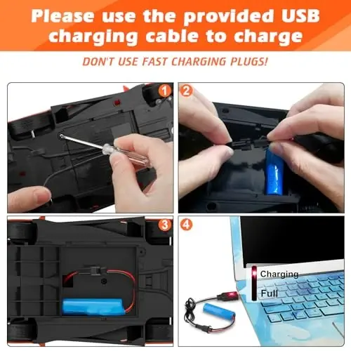 Growsland masofadan boshqariladigan avtomobil RC Avtomobillar Rojdestvo sovg'alari Bolalar uchun o'yinchoqlar 1/18 Elektr sport poygasi Xobbi Rc Crawler O'yinchoq avtomobil O'g'il bolalar Qizlar Kattalar Zaryadlanuvchi batareyalar (to'q sariq) - 5