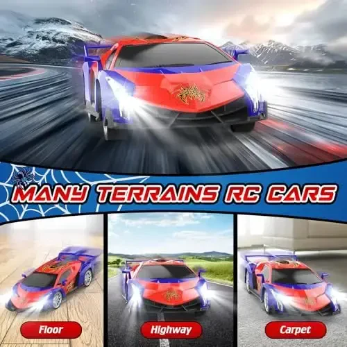 Growsland Remote Control Car, 2.4Ghz Rc Cars for Boys 4-7 8-12, Electric Kids Toys for Kids with Cool LED Lights, Rechargeable Hobby Race Cars Toys for Boys Girls Ages 4-6 5-7 6-8 8-12 Birthday Gift - 6