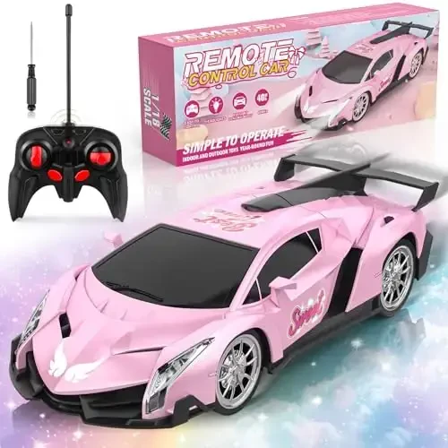 Growsland Remote Control Car for Girls, 1: 18 Pink RC Cars Toys for Kids Girl Electric Vehicle Toy Car Hobby Racing Car with Lights & Controller, Birthday Gifts for Girl Boys Age 3 4 5 6 7 8 9 Year Old - 5