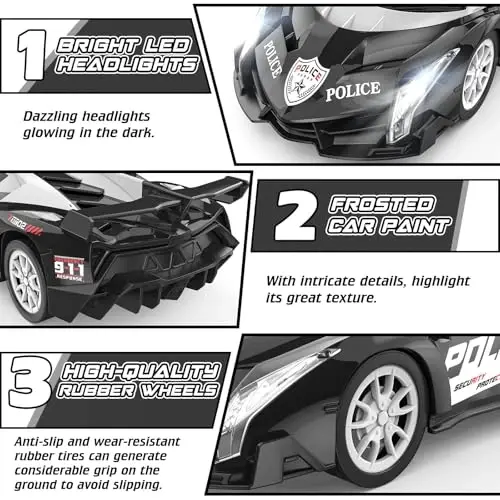 Growsland Remote Control Car Rc Cars for Boys 4-7 8-12, Kids Car Toys for Boys with Cool Flashing Light, Vehicle Hobby Race Cars Toys for Boy Girls Ages 4-6 5-7 6-8 8-12 Birthday Gift - 2