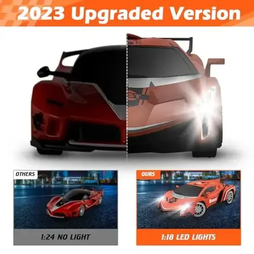 Growsland Remote Control Car RC Cars Xmas Gifts Toys for Kids 1/18 Electric Sport Racing Hobby Rc Crawler Toy Car Boys Girls Adults Included Rechargable Batteries (Orange) - 2