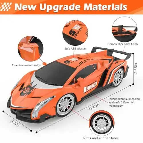 Growsland Remote Control Car RC Cars Xmas Gifts Toys for Kids 1/18 Electric Sport Racing Hobby Rc Crawler Toy Car Boys Girls Adults Included Rechargable Batteries (Orange) - 4
