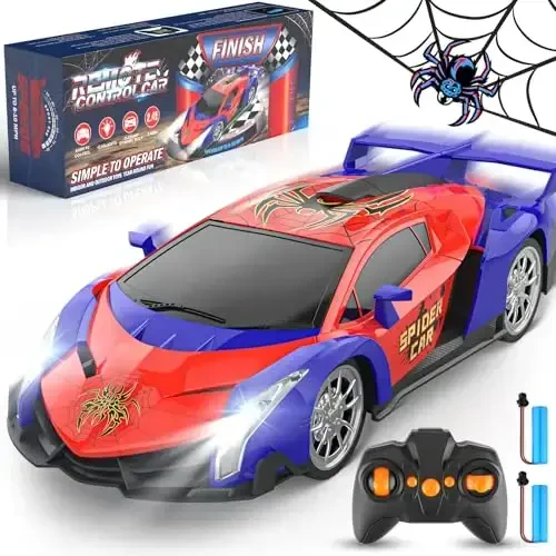 Growsland Remote Control Car, 2.4Ghz Rc Cars for Boys 4-7 8-12, Electric Kids Toys for Kids with Cool LED Lights, Rechargeable Hobby Race Cars Toys for Boys Girls Ages 4-6 5-7 6-8 8-12 Birthday Gift 