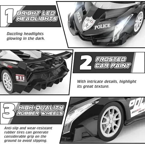 Growsland Remote Control Car Rc Cars for Boys 4-7 8-12, Kids Car Toys for Boys with Cool Flashing Light, Vehicle Hobby Race Cars Toys for Boy Girls Ages 4-6 5-7 6-8 8-12 Birthday Gift - 2