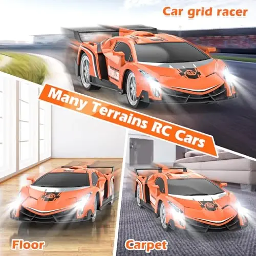 Growsland Remote Control Car RC Cars Xmas Gifts Toys for Kids 1/18 Electric Sport Racing Hobby Rc Crawler Toy Car Boys Girls Adults Included Rechargable Batteries (Orange) - 3