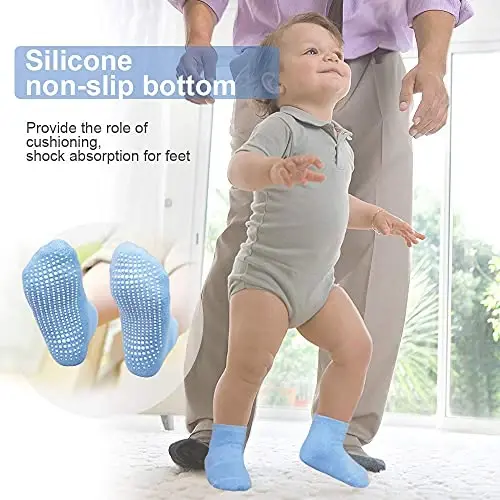 GRPSKCOS Baby Socks Boys Girls, 12 Pairs Non Slip Socks Anti Skid Sticky Cotton Socks for 0-7 Years Infant Toddler Kids - 2