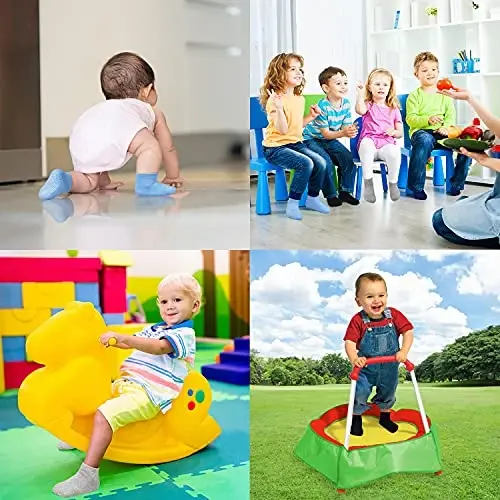 GRPSKCOS Baby Socks Boys Girls, 12 Pairs Non Slip Socks Anti Skid Sticky Cotton Socks for 0-7 Years Infant Toddler Kids - 3