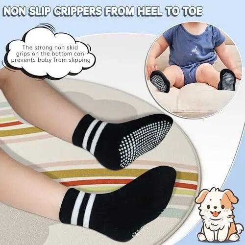 GRPSKCOS Baby Socks Non Slip 12 Pairs Toddler Anti Skid Socks for 0-7 Years Infants Little Kids Boys Girls - 3