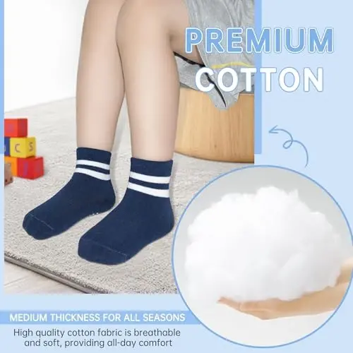 GRPSKCOS Baby Socks Non Slip 12 Pairs Toddler Anti Skid Socks for 0-7 Years Infants Little Kids Boys Girls - 4