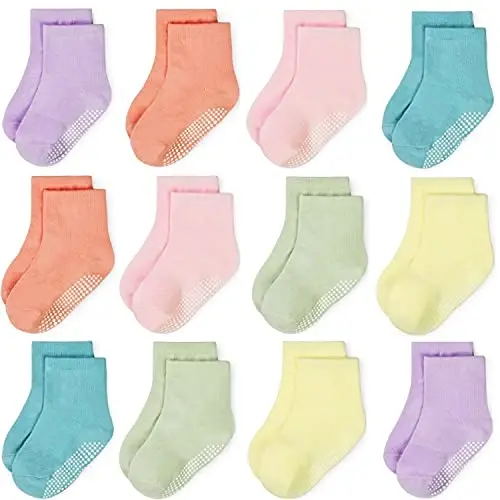 GRPSKCOS Baby Socks Non Slip 12 Pairs Toddler Anti Skid Socks for 0-7 Years Infants Little Kids Boys Girls 