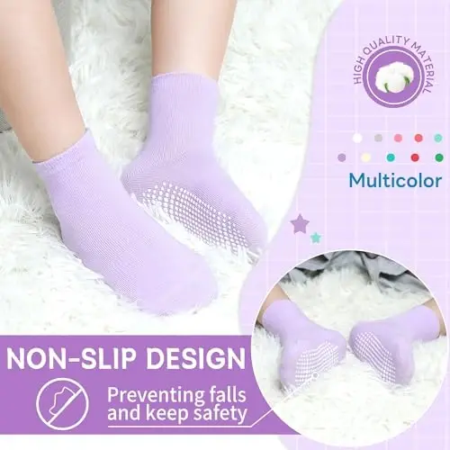 GRPSKCOS Baby Socks Non Slip 12 Pairs Toddler Anti Skid Socks for 0-7 Years Infants Little Kids Boys Girls - 2