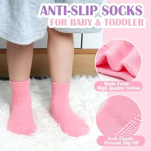 GRPSKCOS Baby Socks Non Slip 12 Pairs Toddler Anti Skid Socks for 0-7 Years Infants Little Kids Boys Girls - 3