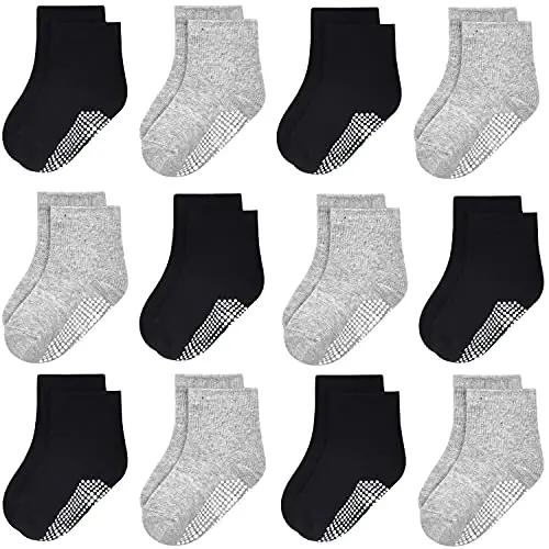 GRPSKCOS Baby Socks Non Slip 12 Pairs Toddler Anti Skid Socks for 0-7 Years Infants Little Kids Boys Girls - 1