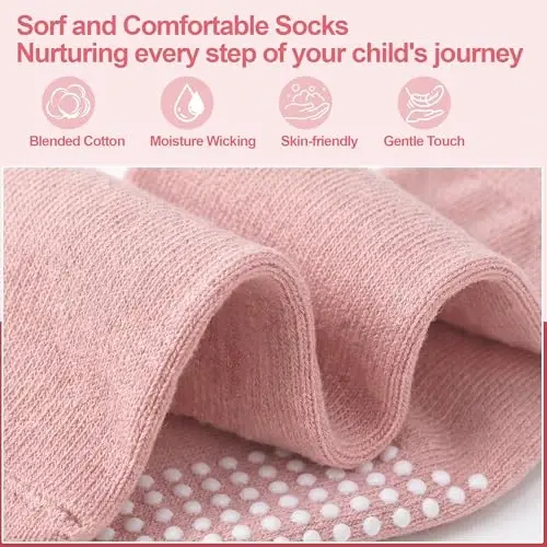 GRPSKCOS Baby Socks Non Slip 12 Pairs Toddler Anti Skid Socks for 0-7 Years Infants Little Kids Boys Girls - 3