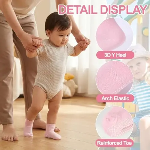 GRPSKCOS Baby Socks Non Slip 12 Pairs Toddler Anti Skid Socks for 0-7 Years Infants Little Kids Boys Girls - 4