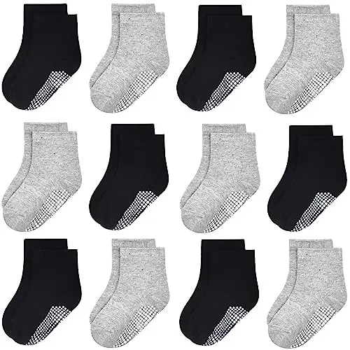 GRPSKCOS Baby Socks Non Slip 12 Pairs Toddler Anti Skid Socks for 0-7 Years Infants Little Kids Boys Girls - 1