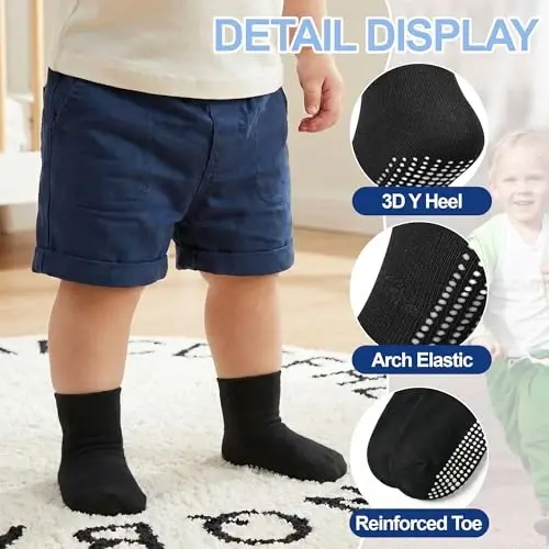 GRPSKCOS Baby Socks Non Slip 12 Pairs Toddler Anti Skid Socks for 0-7 Years Infants Little Kids Boys Girls - 5